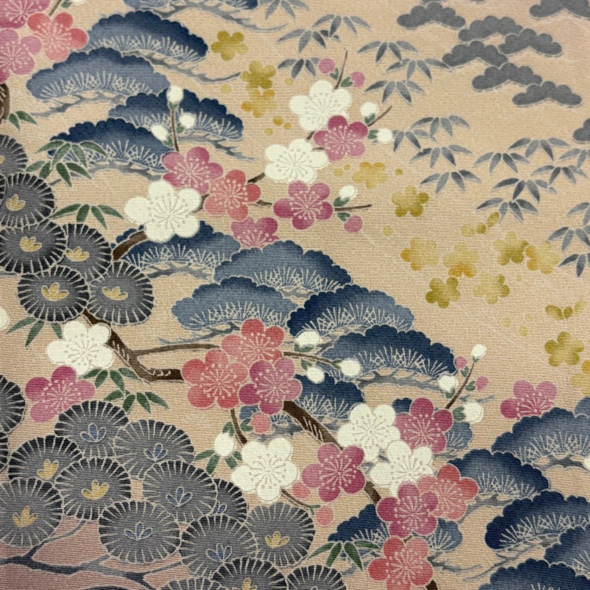 訪問服 身長158cm 袖長61cm S 雙層 松樹竹子梅花 漸層 淺紫 純蠶絲 優品級