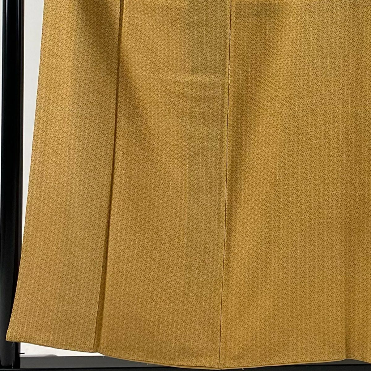 【美品】 江戶小紋 身長155cm 袖長62cm S 雙層 樋口實 落款あり 花 山吹色 純蠶絲 秀品級