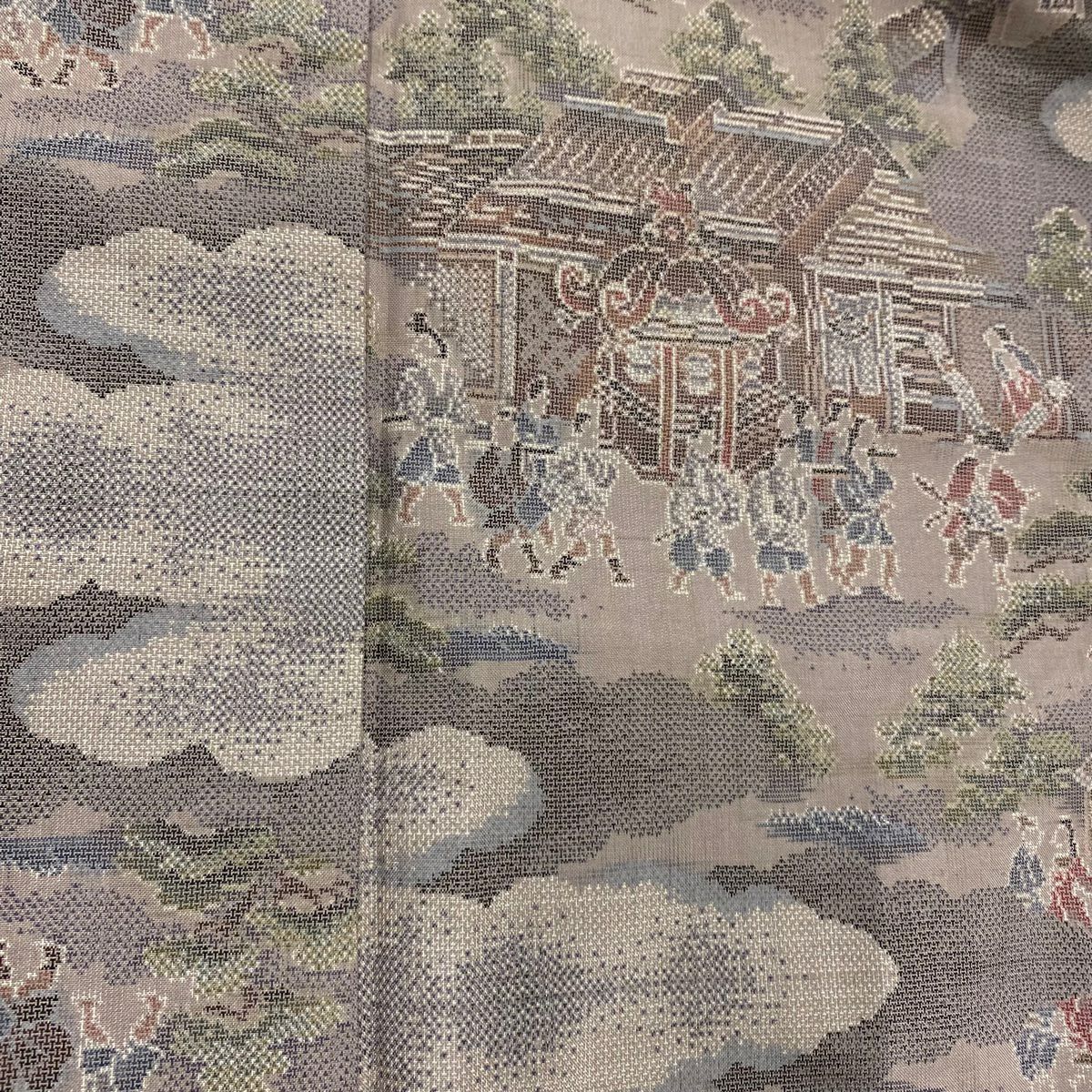 紬織 身長159cm 袖長64cm M 雙層 神輿 雲文 灰紫 純蠶絲 秀品級