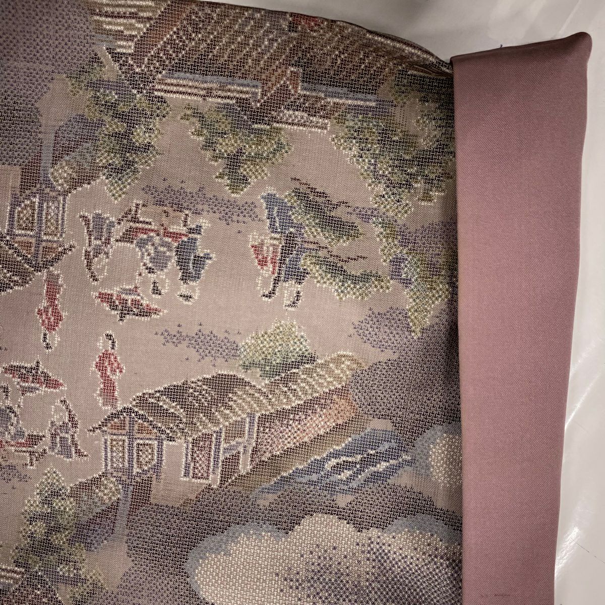 紬織 身長159cm 袖長64cm M 雙層 神輿 雲文 灰紫 純蠶絲 秀品級