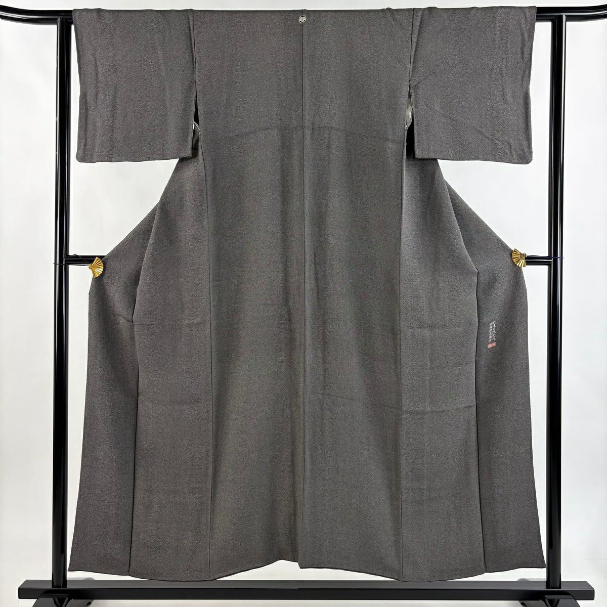 江戶小紋 身長151.5cm 袖長61.5cm S 雙層 落款有 幾何學圖案 黑灰 純蠶絲 秀品級 一個紋