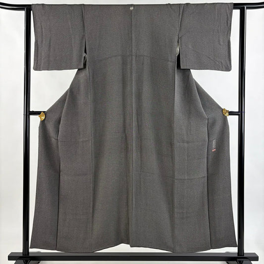 江戶小紋 身長151.5cm 袖長61.5cm S 雙層 落款有 幾何學圖案 黑灰 純蠶絲 秀品級 一個紋