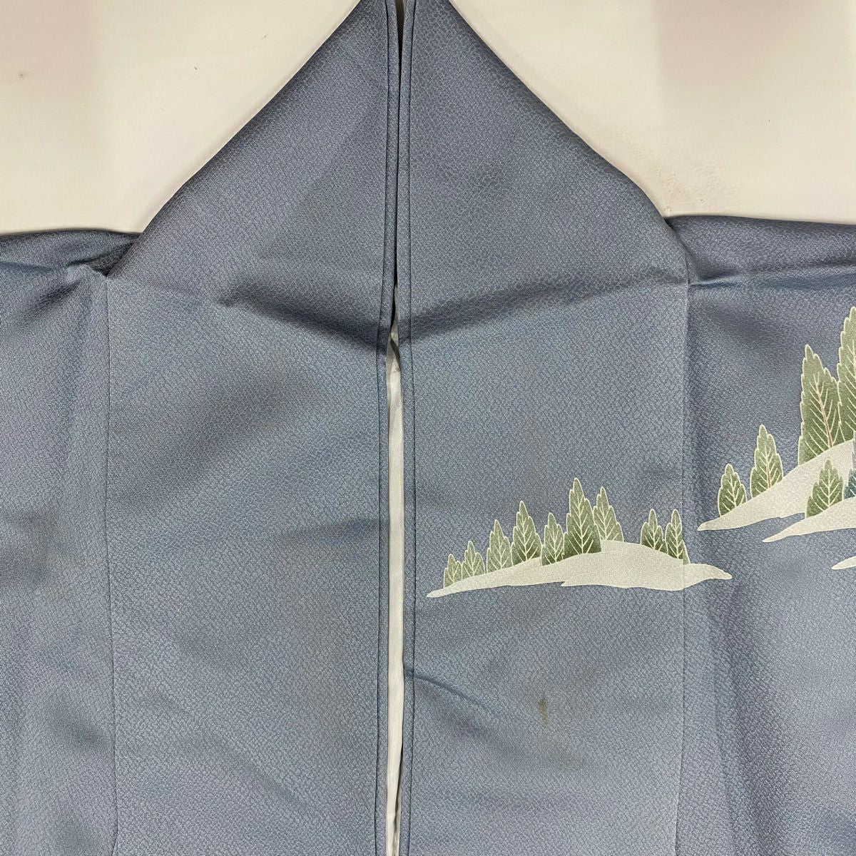 訪問服 身長159cm 袖長66.5cm M 雙層 建物 樹木 漸層 青灰 純蠶絲 秀品級 一個紋