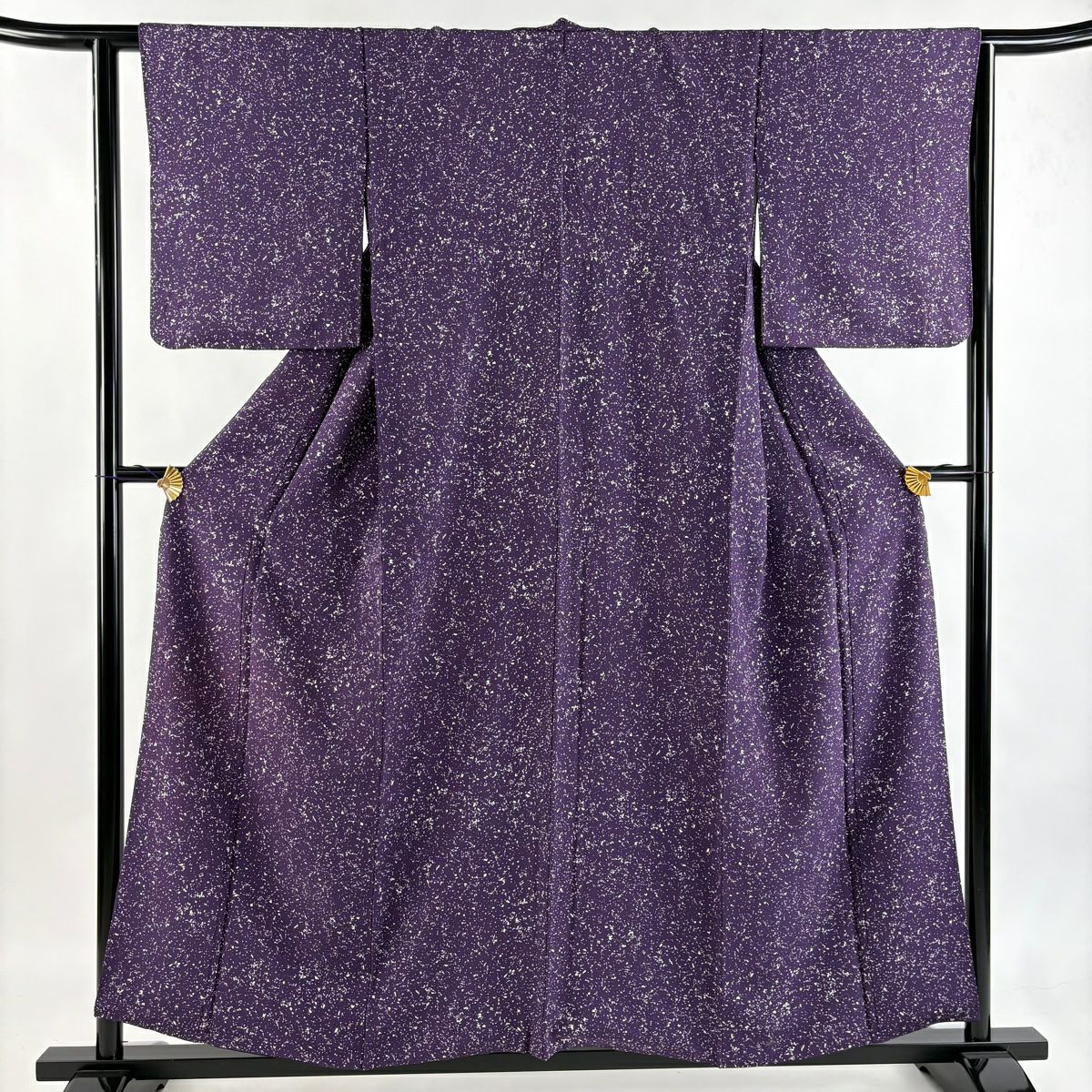小紋 身長157cm 袖長62.5cm S 雙層 幾何學 紫 純蠶絲 秀品級