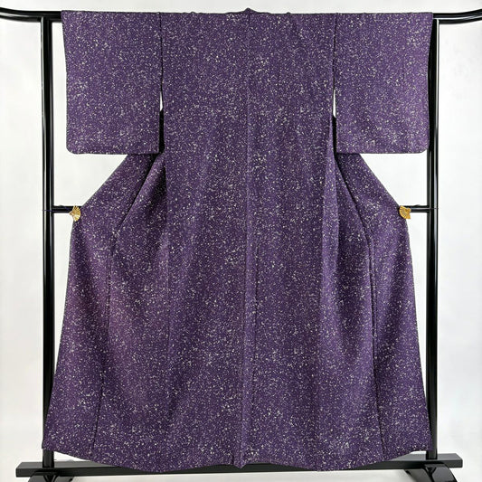 小紋 身長157cm 袖長62.5cm S 雙層 幾何學 紫 純蠶絲 秀品級