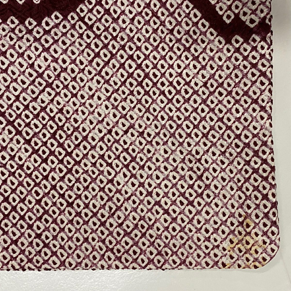 訪問服 身長157.5cm 袖長63cm S 雙層 大和 花 雲紋 刺繡 絞染 深紅 純蠶絲 優品級