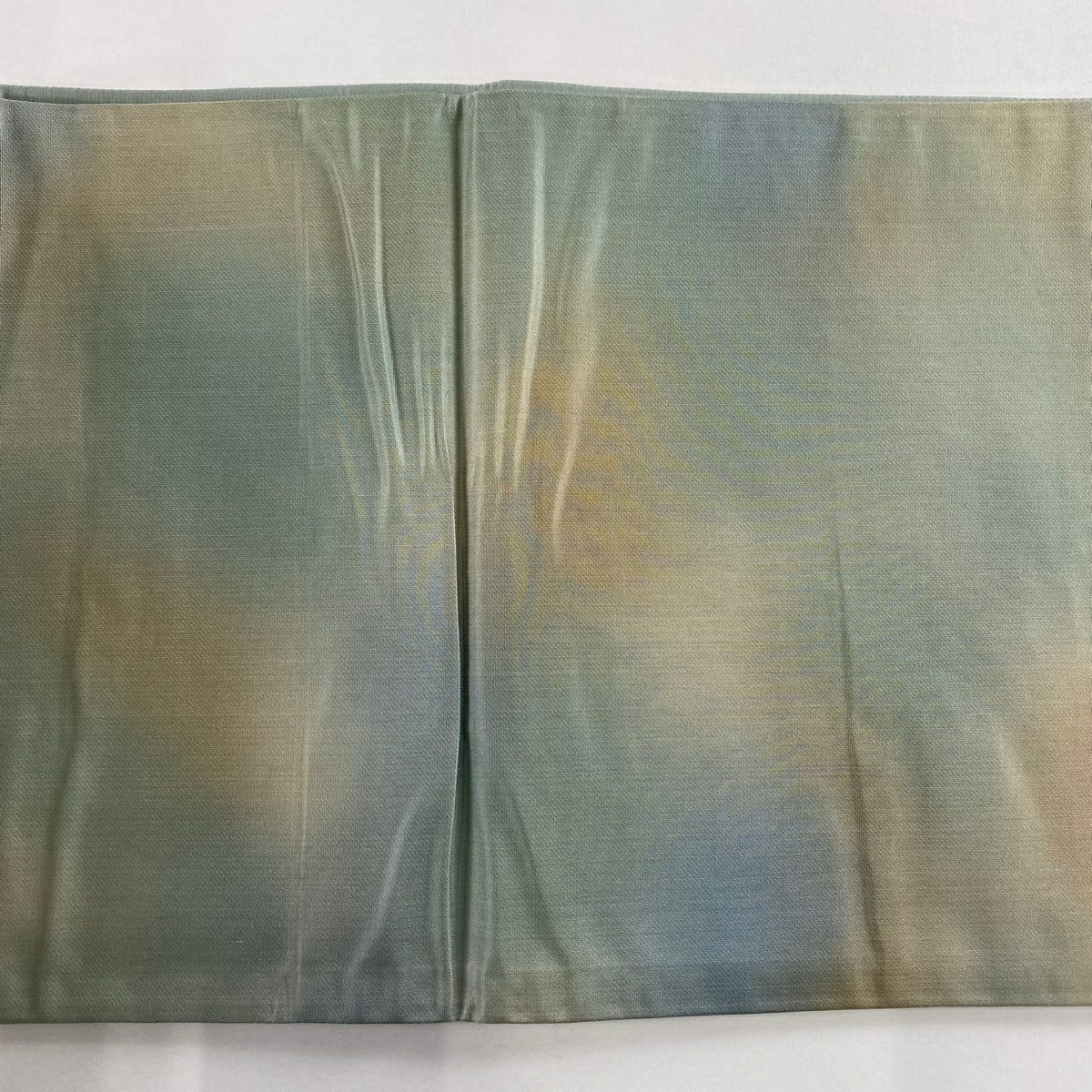 【美品】 袋帶 秀品級 風景 樹木 金金箔 金銀彩 灰綠 六通 純蠶絲
