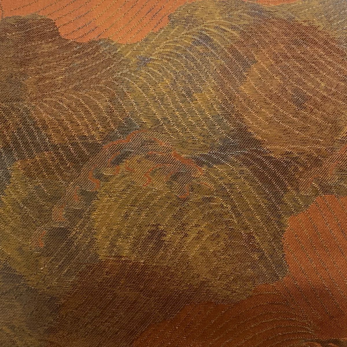【美品】名古屋帶 優品級 關西仕立 波頭 金金箔 紅茶 純蠶絲