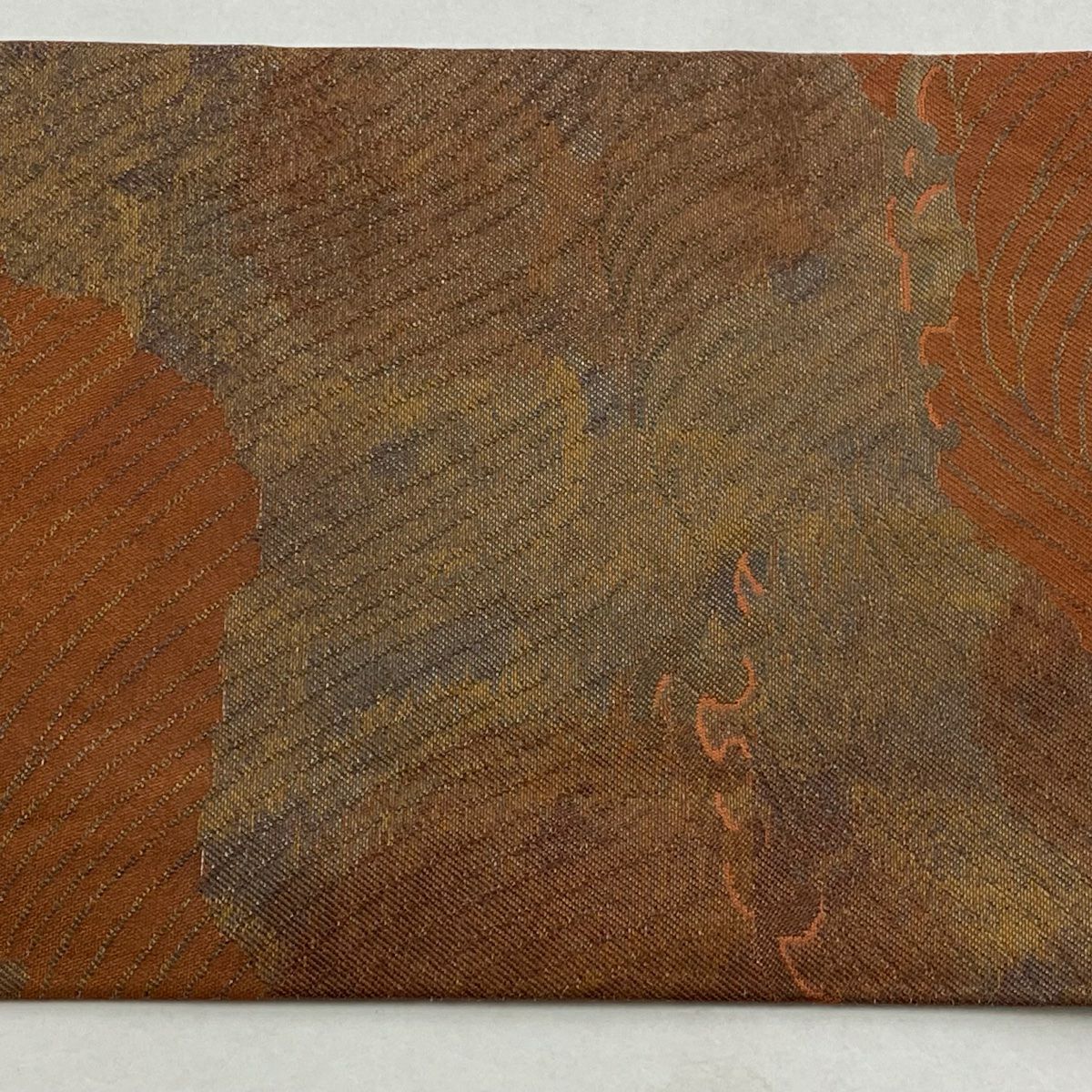 【美品】名古屋帶 優品級 關西仕立 波頭 金金箔 紅茶 純蠶絲