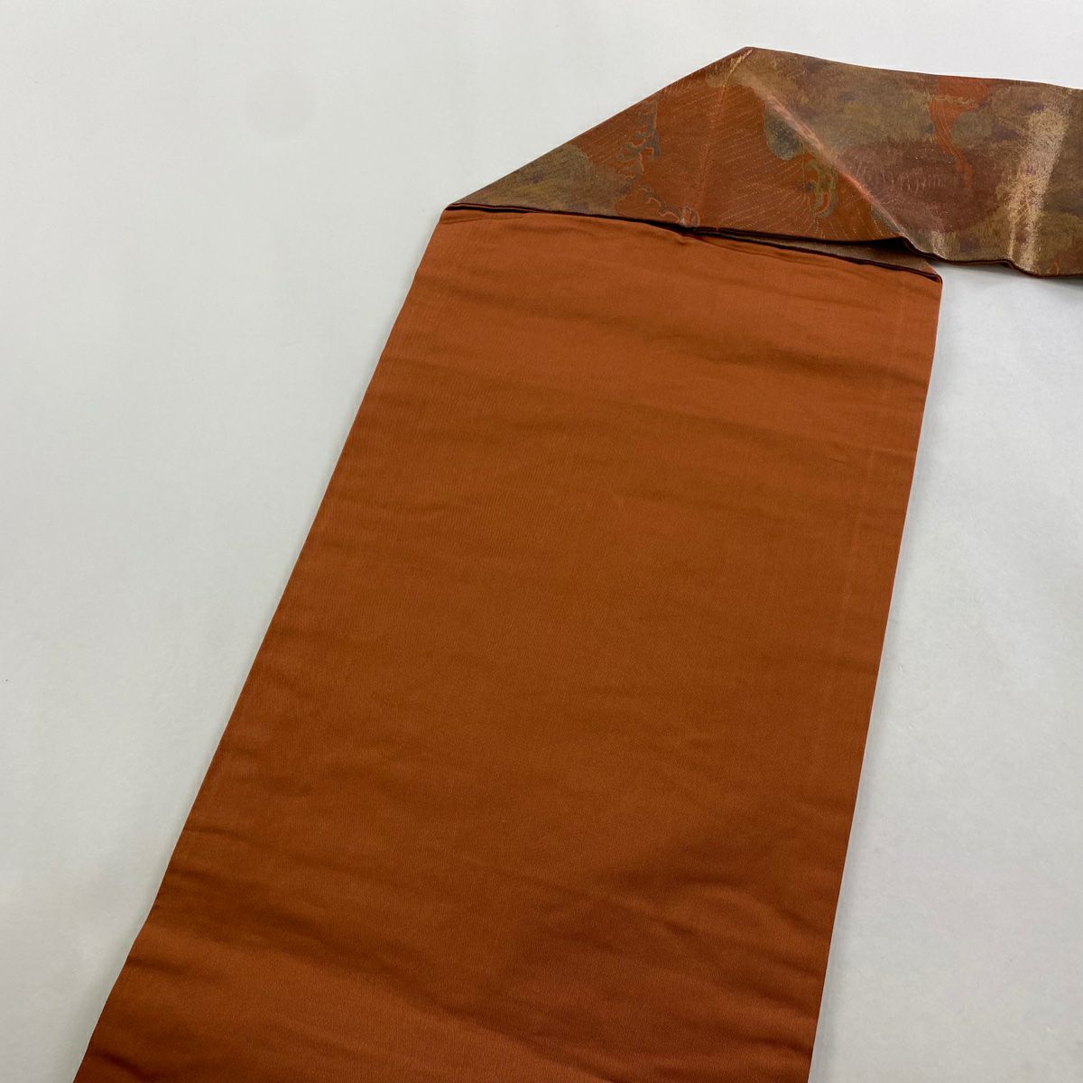 【美品】名古屋帶 優品級 關西仕立 波頭 金金箔 紅茶 純蠶絲