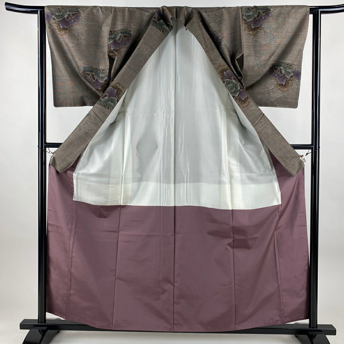 【美品】 大島織 身長159.5cm 袖長62cm S 雙層 ますいわ屋 證書あり 樹木 純泥染 焦茶 純蠶絲 名品級