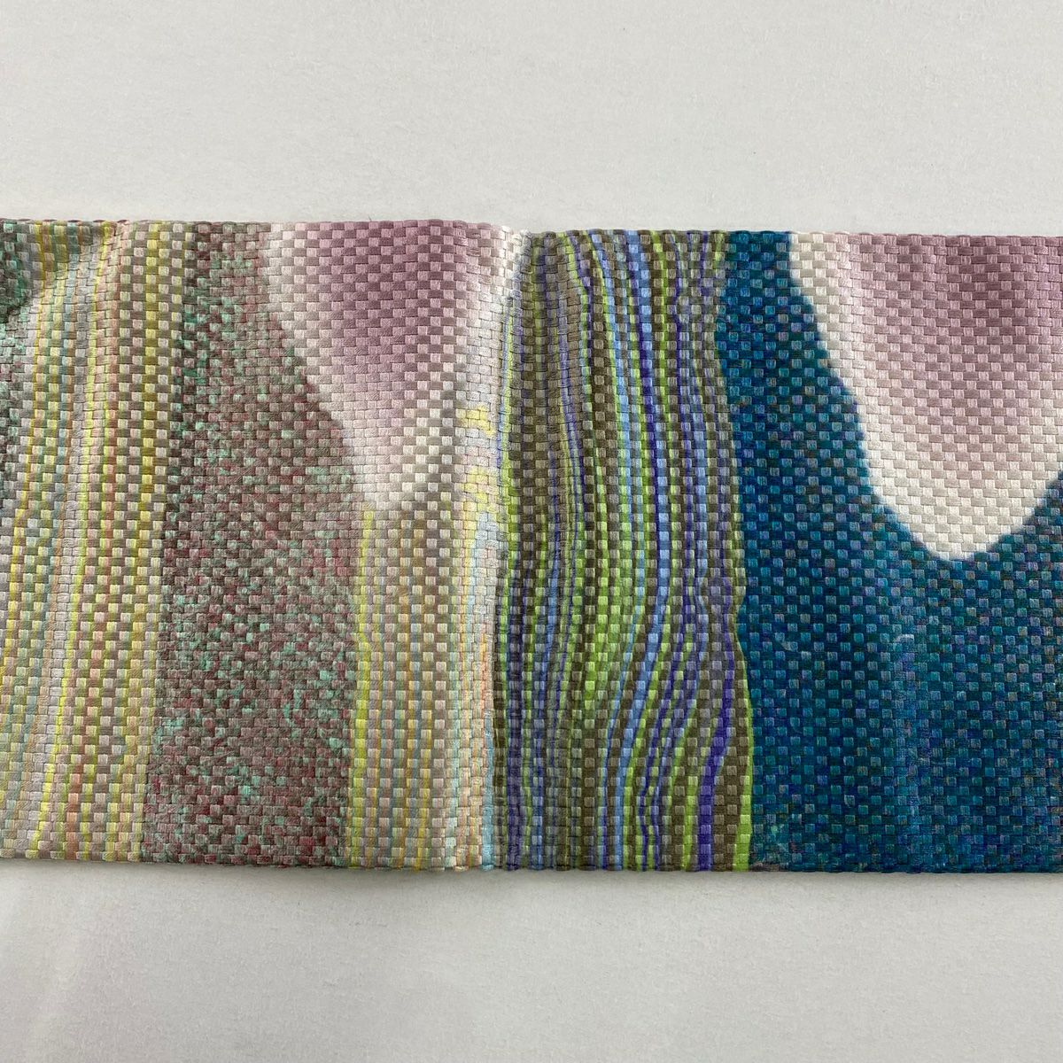 【美品】 名古屋帶 秀品級 幾何圖案 紫 純蠶絲