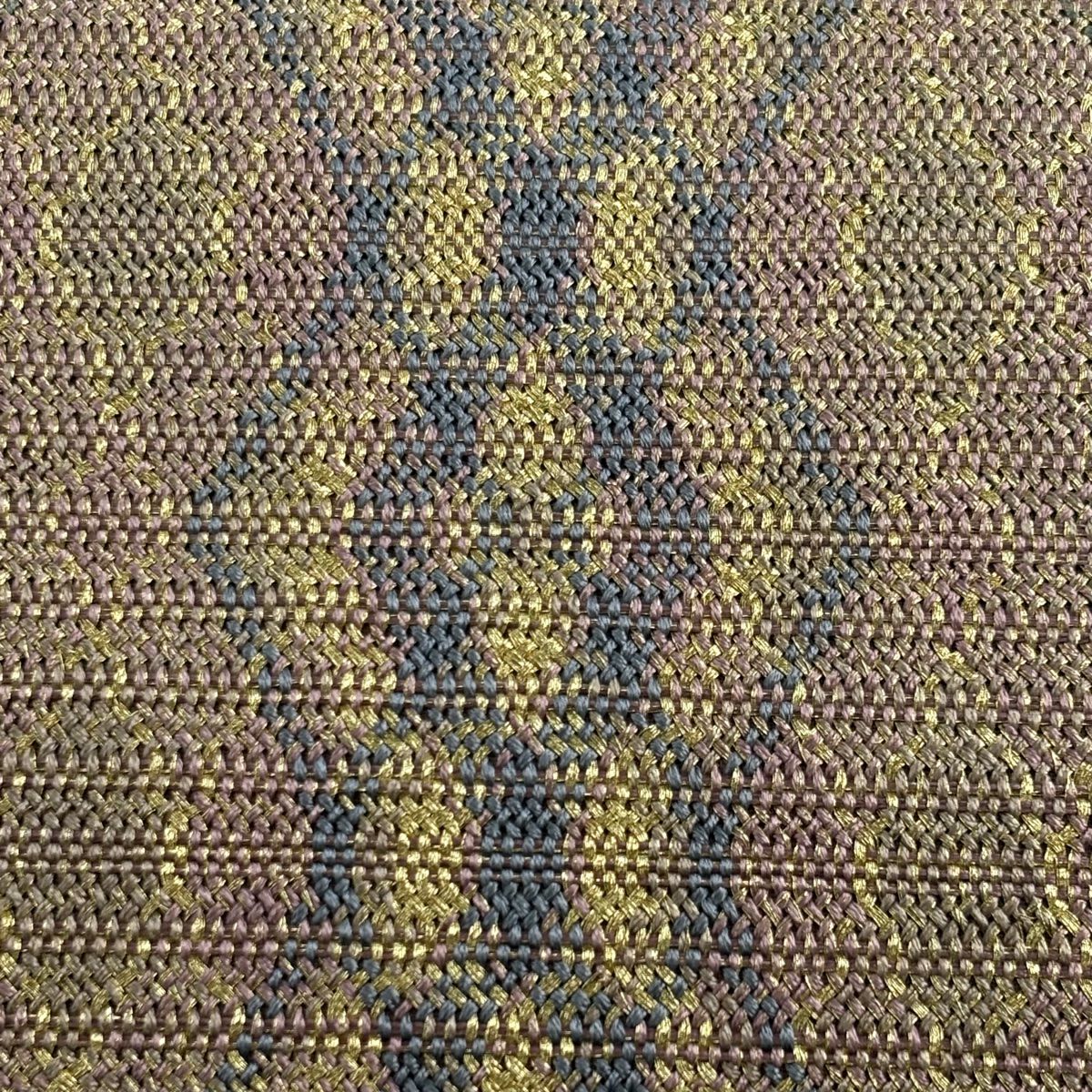 【美品】 袋帶 秀品級 幾何學 金絲 粉米色 大鼓圖案 純蠶絲