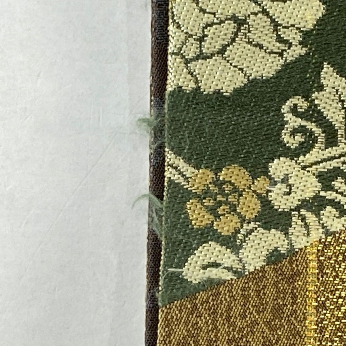 袋帶 秀品級 花唐草紋 鳳凰 金金箔 茶 六通 純蠶絲
