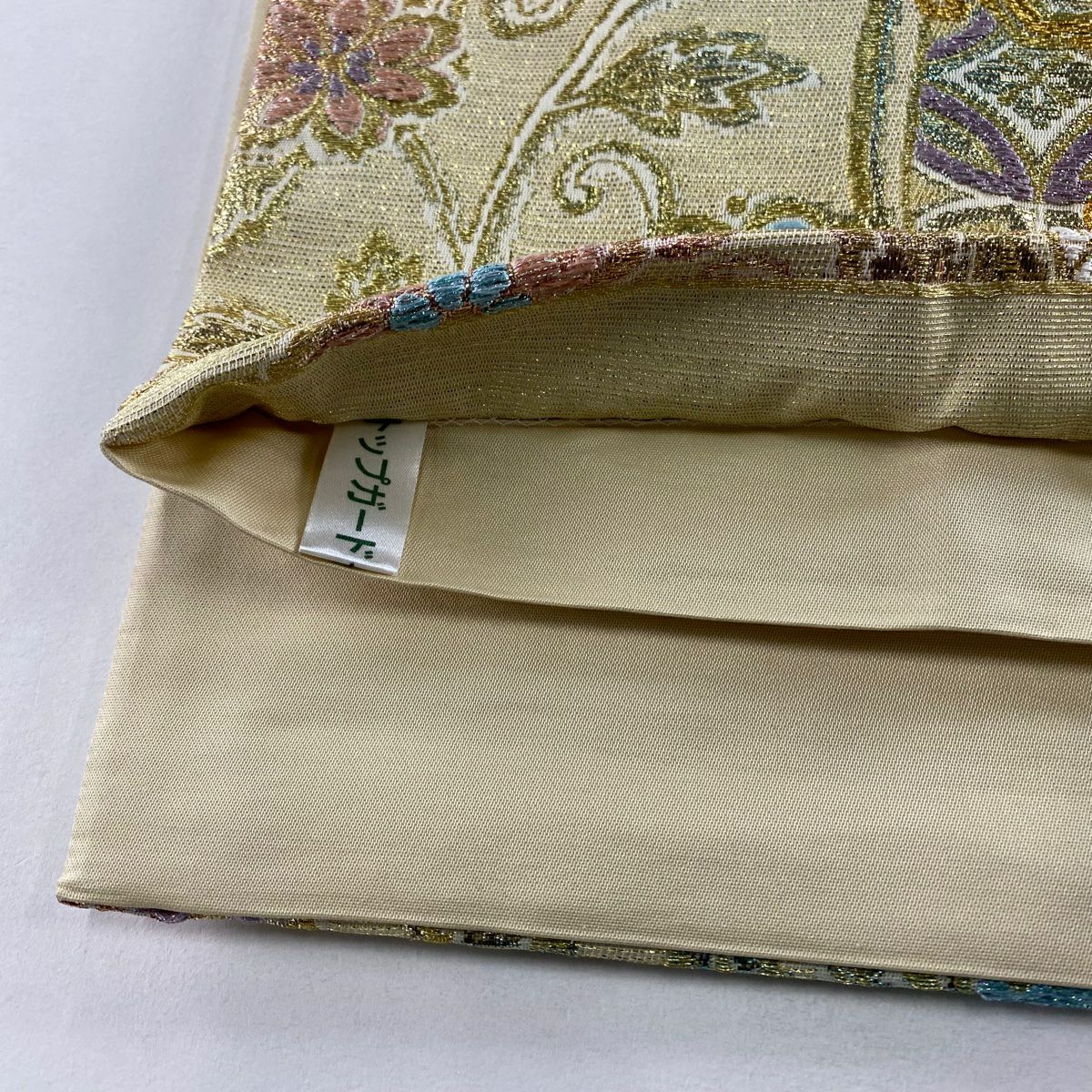 【美品】 袋帶 秀品級 華紋 櫻花 金絲 金金箔 米色 六通 純蠶絲