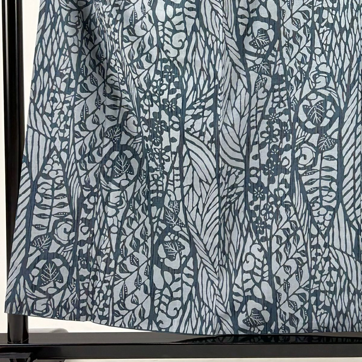 【美品】 小紋 身長155cm 袖長66cm M 雙層 紬織織 梅花葉紋 青灰色 純蠶絲 秀品級