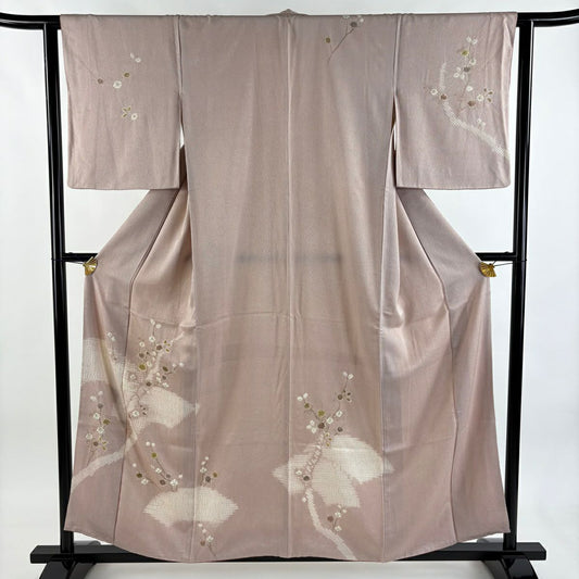 訪問服 身長156.5cm 袖長62.5cm S 雙層 枝花 椿 絞染 金彩裝飾 淺粉色 純蠶絲 優品級