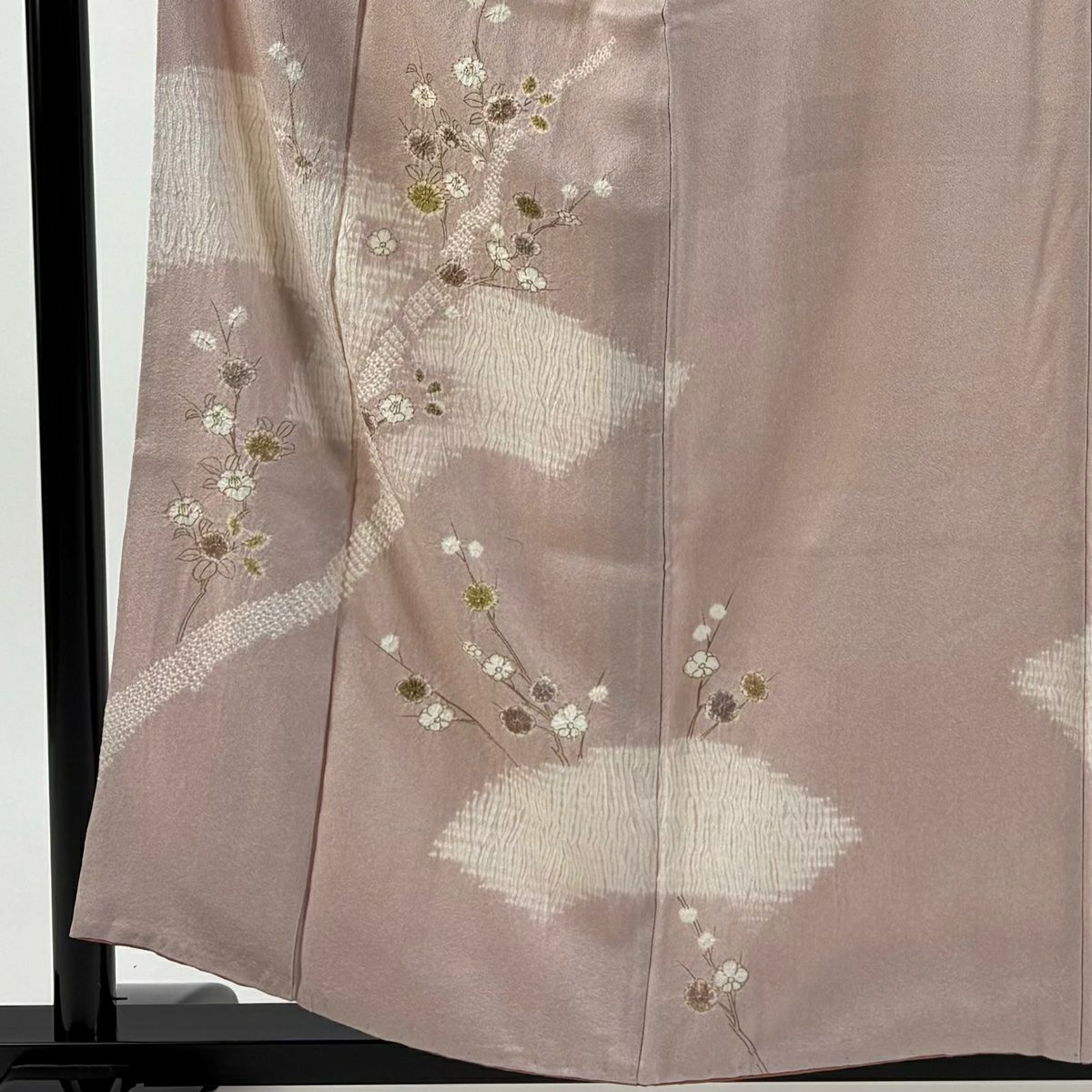 訪問服 身長156.5cm 袖長62.5cm S 雙層 枝花 椿 絞染 金彩裝飾 淺粉色 純蠶絲 優品級