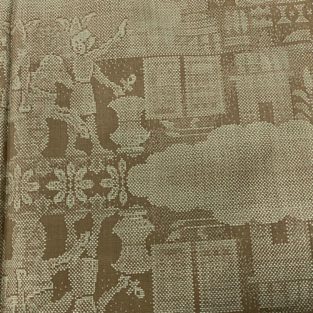 【美品】 紬織 身長158cm 袖長65.5cm M 雙層 科普特 雲紋 灰綠 純蠶絲 秀品級