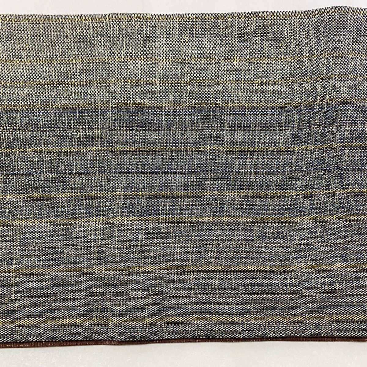 【美品】 袋帶 名品級 段紋 織紋 金絲 灰綠 大鼓圖案 純蠶絲