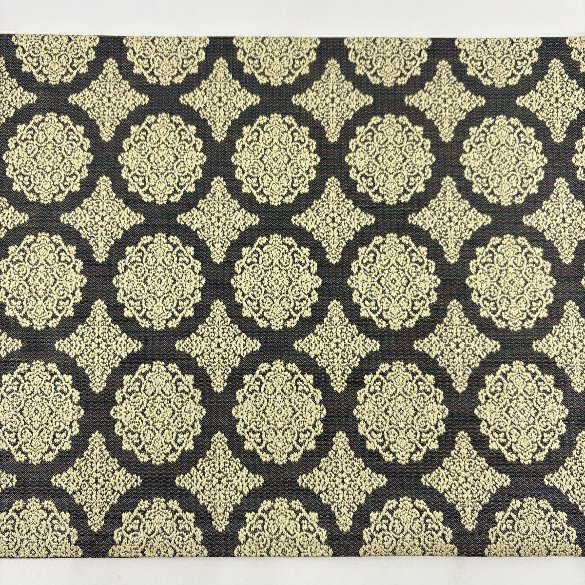 【美品】 袋帶 名品級 華紋 菱 金絲 米色 全通 純蠶絲