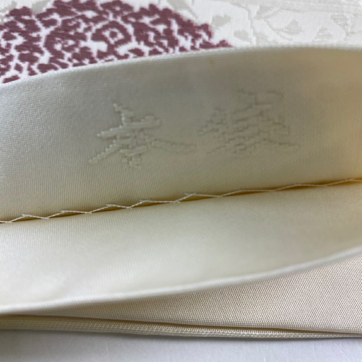 袋帶 名品級 關西仕立 鳳凰圓文 奶油色 六通 純蠶絲