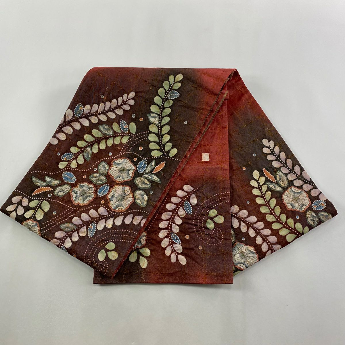 【美品】 袋帶 名品級 附落款 辻花染 金通 紅色 大鼓圖案 純蠶絲