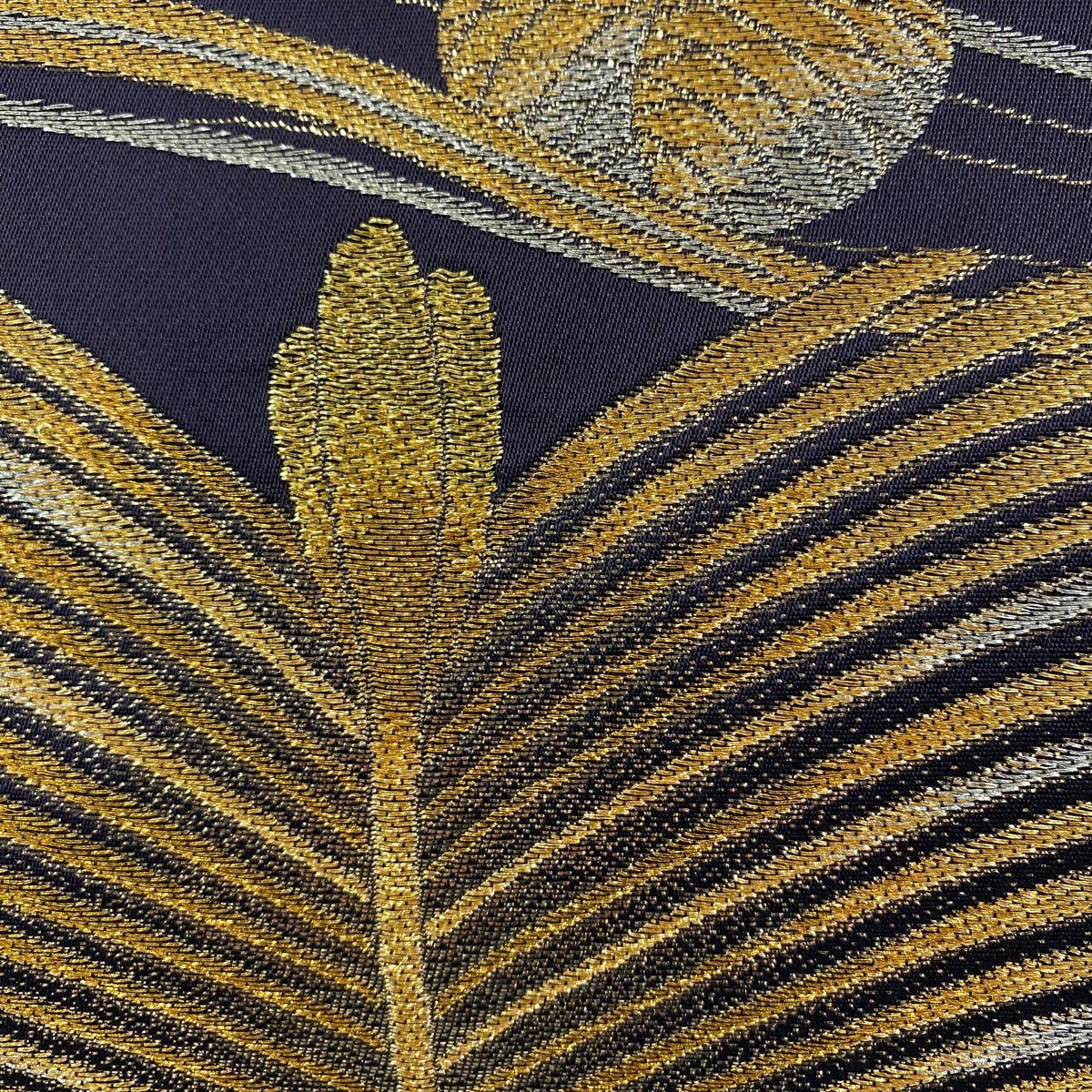 【美品】 袋帶 名品級 若松樹 金銀彩 金金箔 深紫 六通 純蠶絲