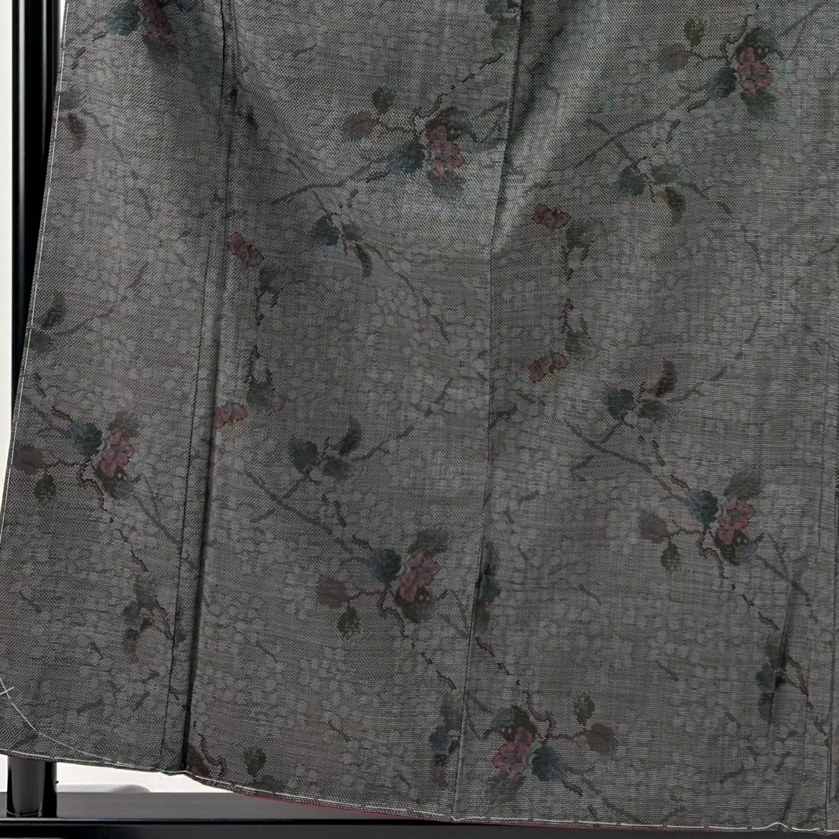 【美品】 紬織織 身長158cm 袖長62cm S 雙層 枝花 灰茶 純蠶絲 秀品級