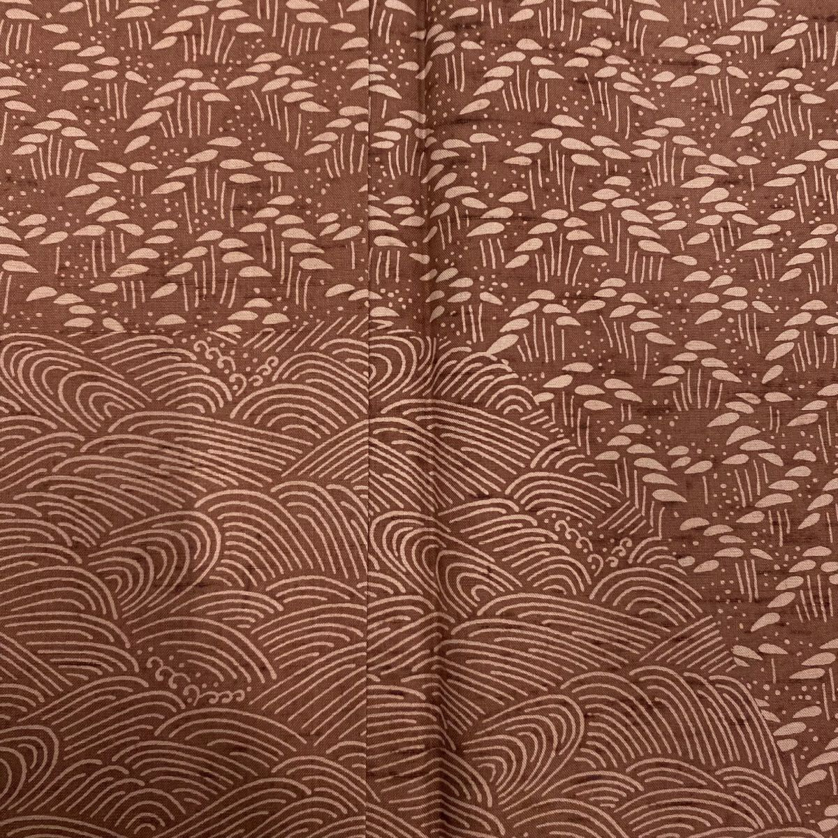 【美品】訪問服 身長166.5cm 袖長64.5cm M 雙層 紬織織 波 菊花青海波 茶 純蠶絲 秀品級