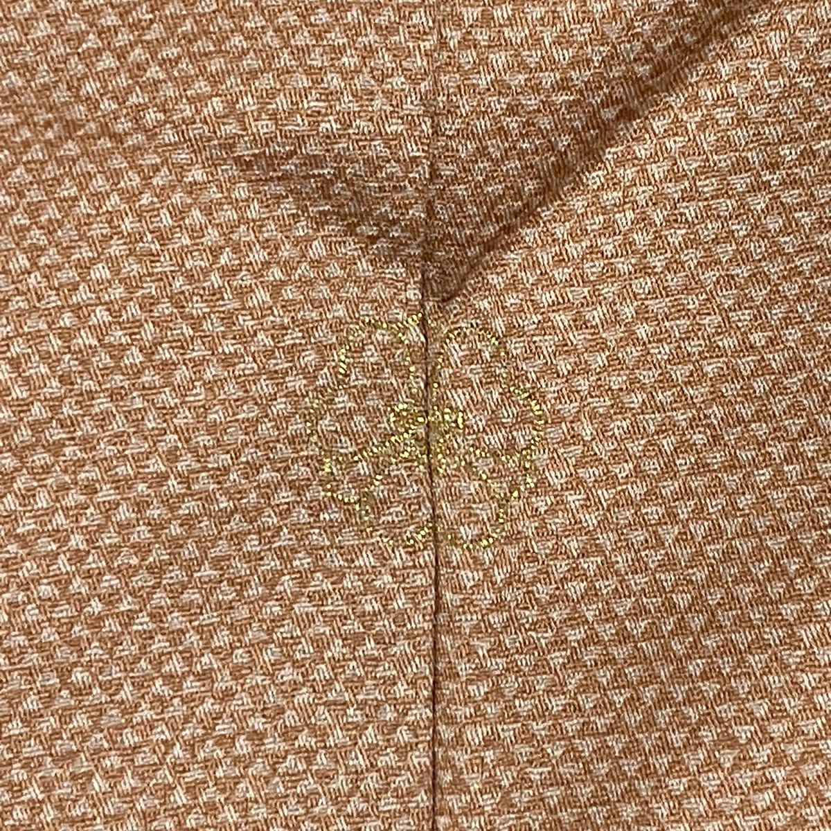 【美品】 小紋 身長153.5cm 袖長64cm M 雙層 鱗文 粉米色 純蠶絲 秀品級 一つ紋