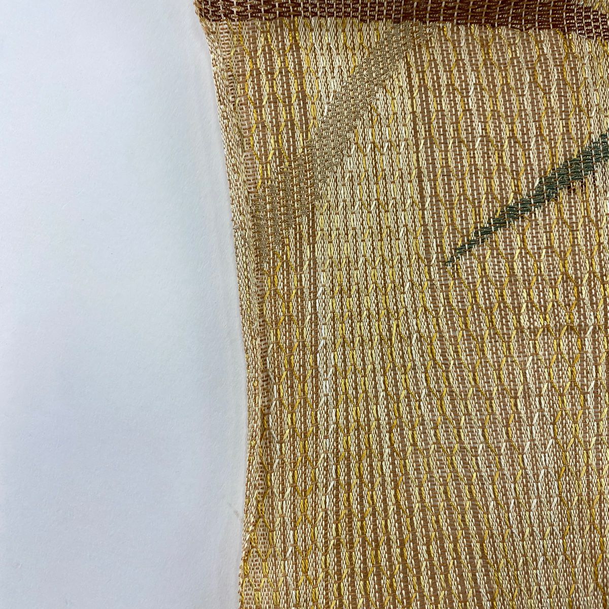 【美品】 名古屋帶 優品級 八寸名古屋帶 松樹葉仕立 夏帶 隧道仕立 芝 縞 薄茶 純蠶絲