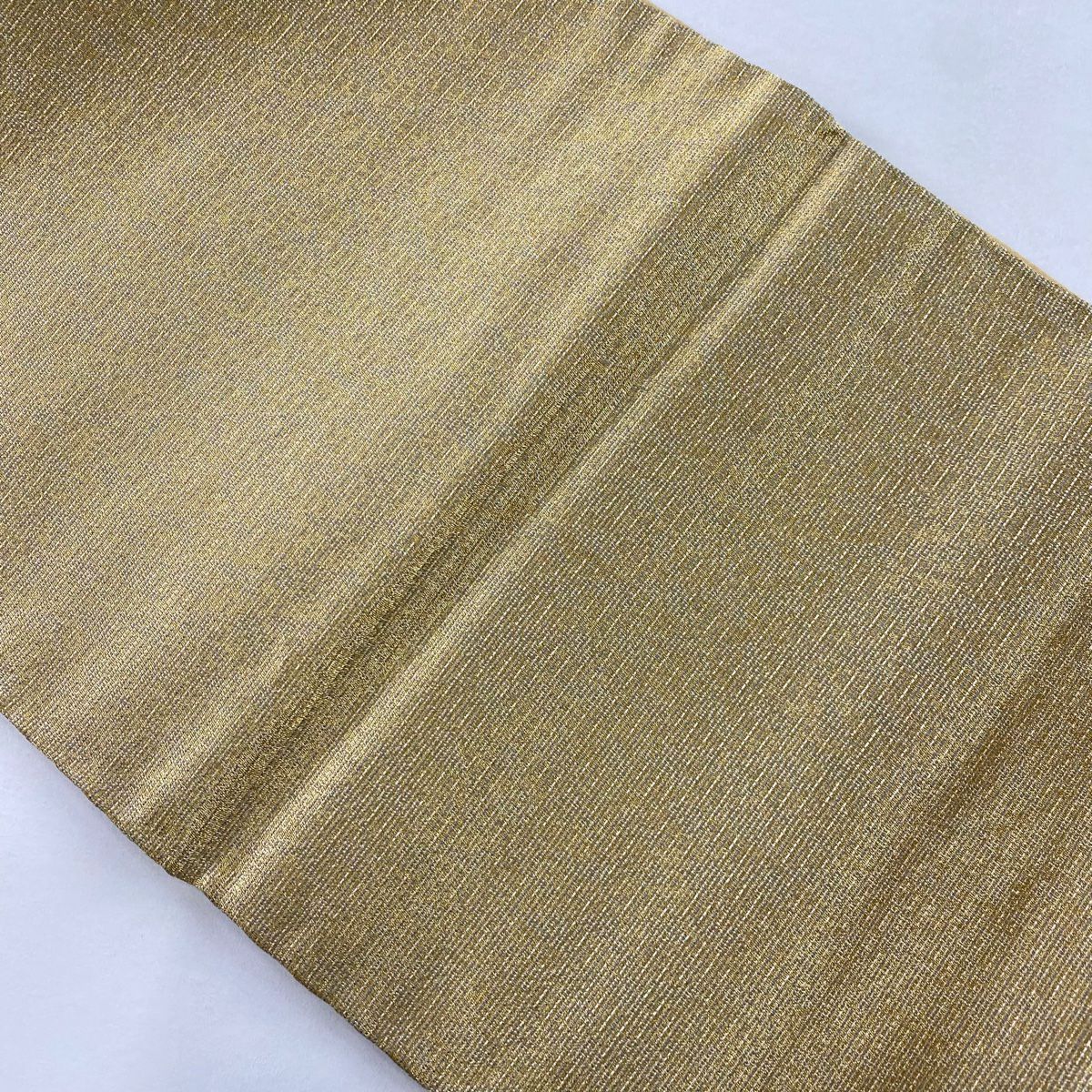 【美品】 袋帶 秀品級 菱文 縞紋 金絲 米色 六通 純蠶絲