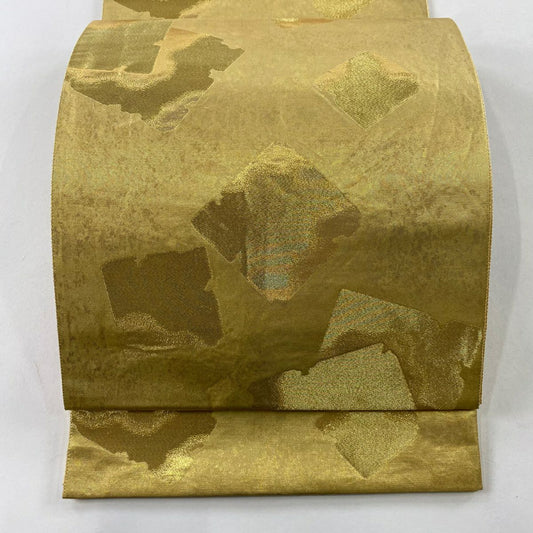 袋帶 秀品級 破裂色紙 金絲 金金箔 金色 大鼓圖案 純蠶絲