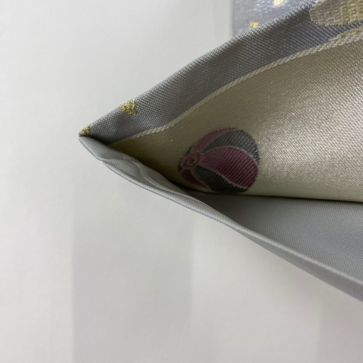 【美品】 袋帶 秀品級 樱花 霞 金金箔 拉麵線 青灰 六通 純蠶絲