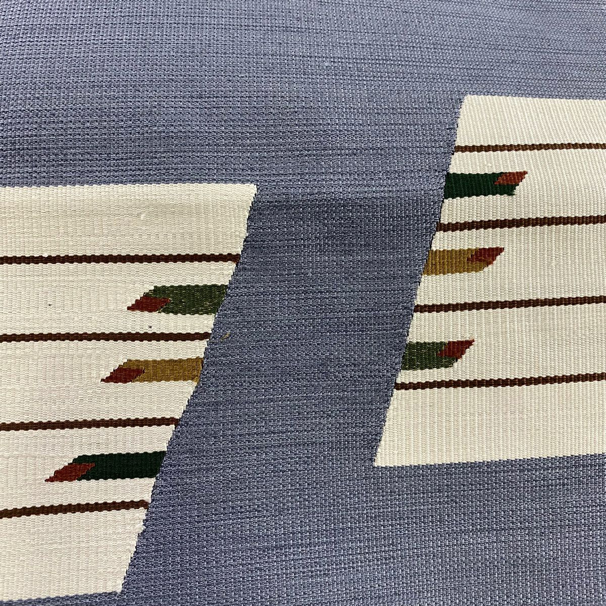 【美品】 名古屋帶 優品級 松樹葉仕立 雜色仕立 幾何圖案 青灰 純蠶絲