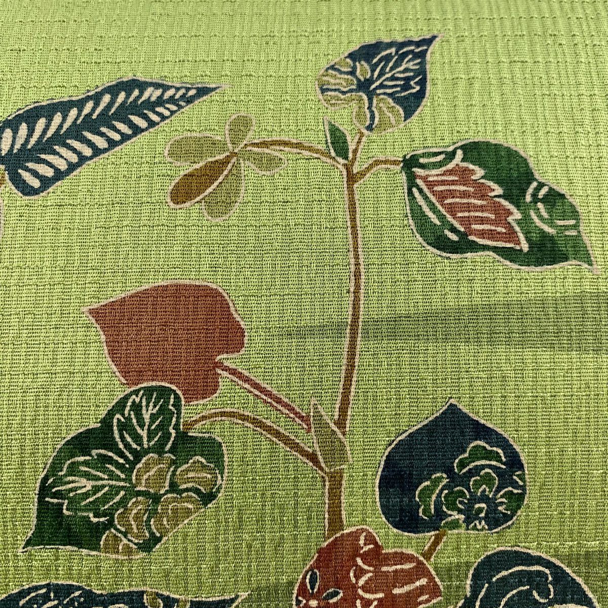 【美品】名古屋帶 秀品級 草花紋紋 霞 綠茶 純蠶絲