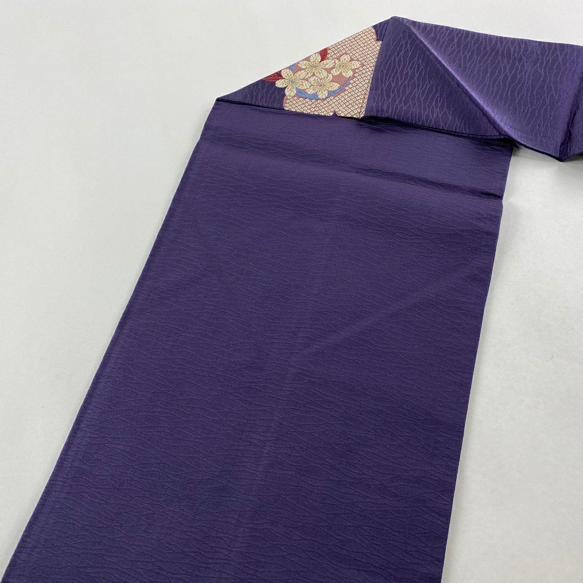 【美品】名古屋帶 秀品級 櫻花花瓣 唐織 紫 純蠶絲