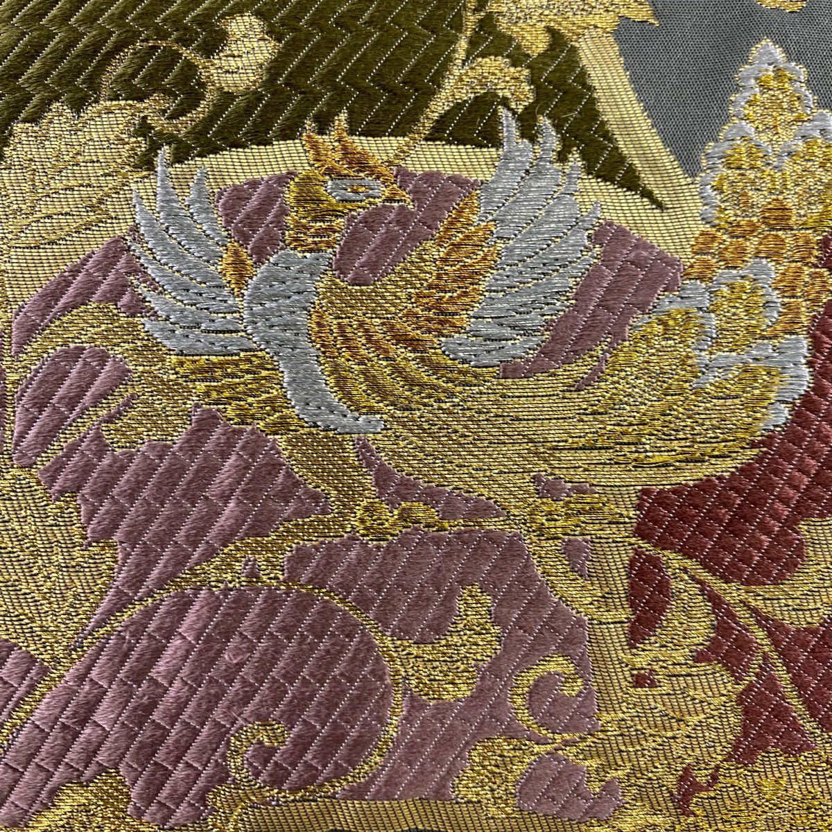 【美品】 袋帶 秀品級 正倉院紋樣 金銀線 金金箔 金色 六通 純蠶絲