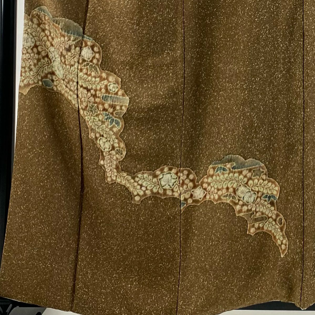 【美品】 付下 身長160cm 袖長64cm M 雙層 樋熊哲也 落款あり 辻花染 雲文 茶 純蠶絲 逸品級