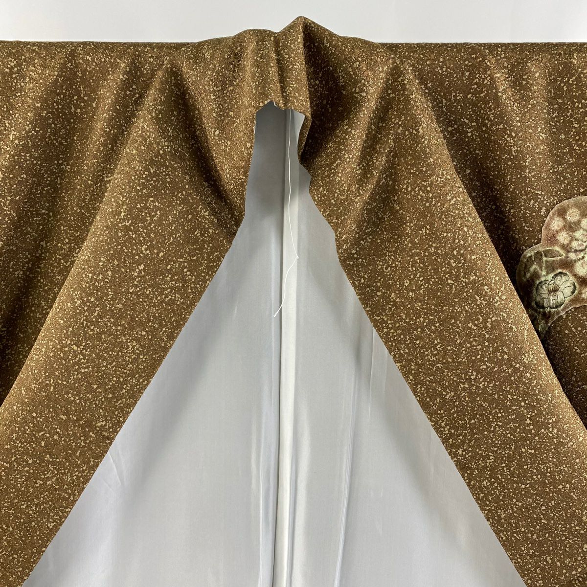 【美品】 付下 身長160cm 袖長64cm M 雙層 樋熊哲也 落款あり 辻花染 雲文 茶 純蠶絲 逸品級