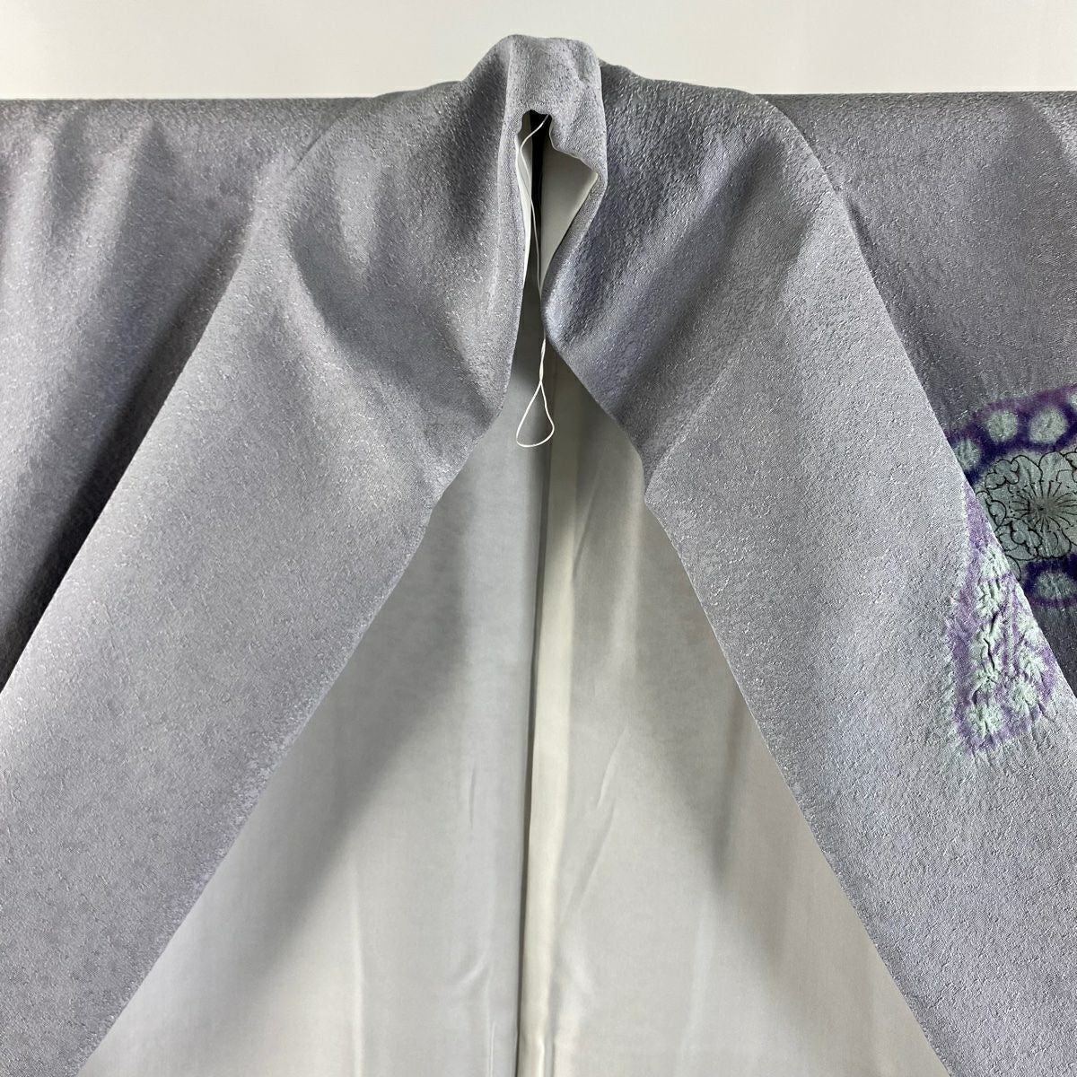 訪問服 身長165.5cm 袖長66cm M 雙層 樋熊哲也 落款あり 辻花染 霞 灰紫 純蠶絲 逸品級