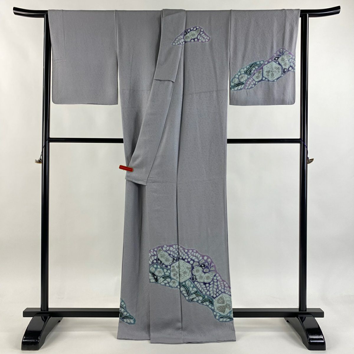 訪問服 身長165.5cm 袖長66cm M 雙層 樋熊哲也 落款あり 辻花染 霞 灰紫 純蠶絲 逸品級