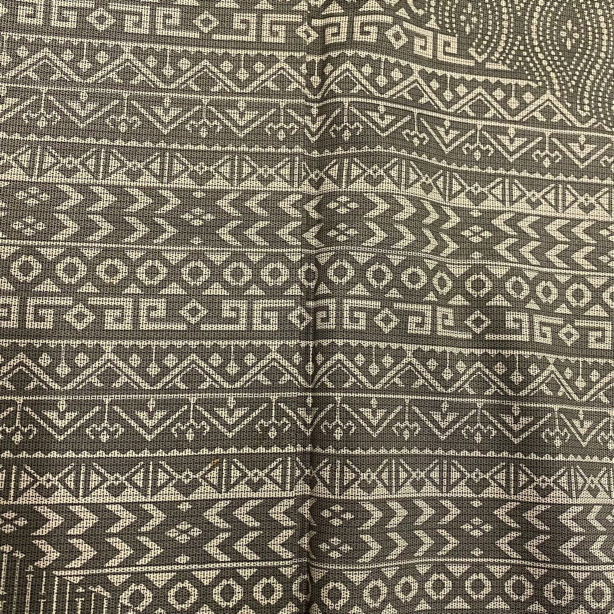 【美品】 付下 身長153.5cm 袖長62cm S 雙層 紬織織 證書附帶 立涌 幾何學 柿渋染 灰綠 純蠶絲 名品級