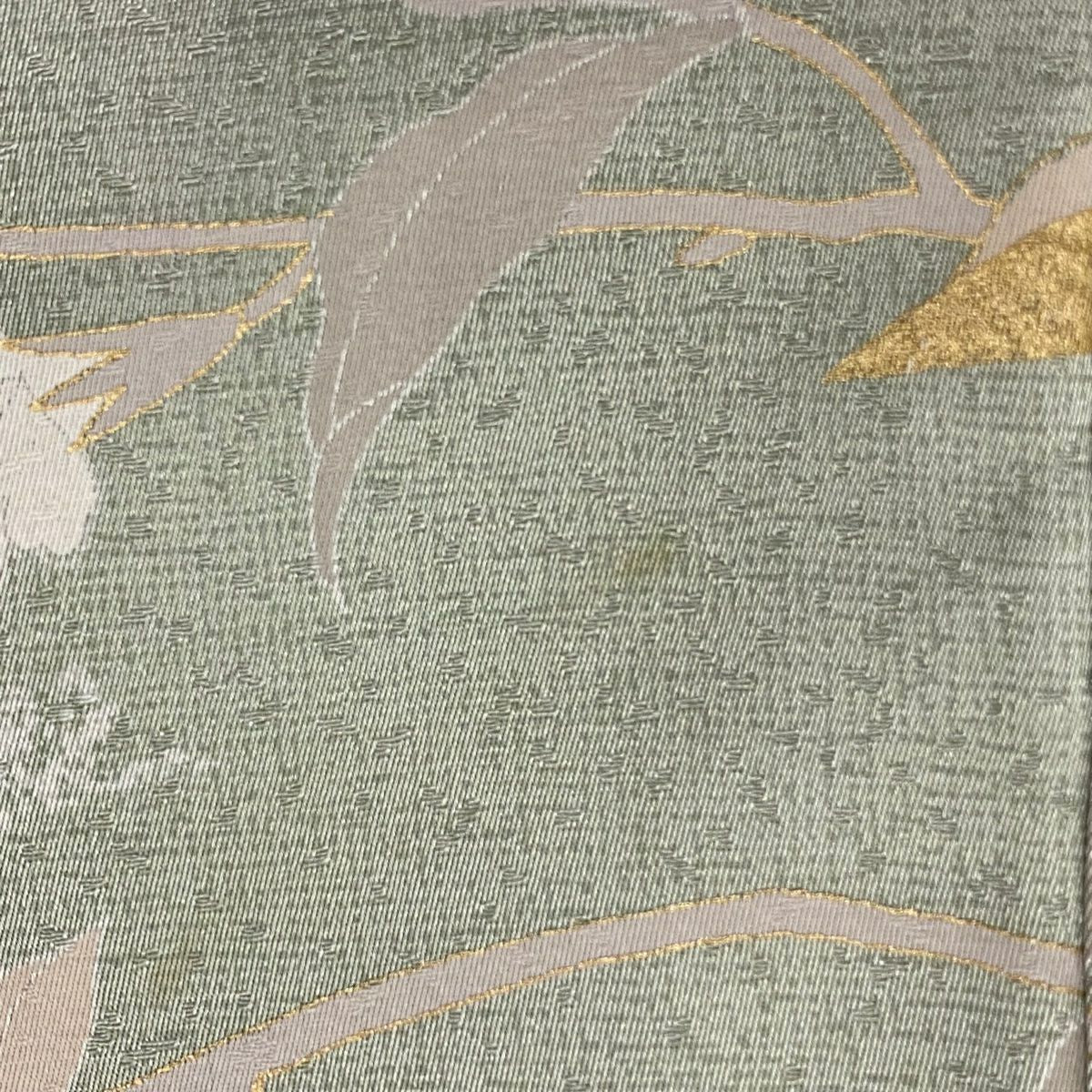 【美品】訪問服 身長166cm 袖長66cm M 雙層 枝花 細緻 金銀彩 漸層 淺綠 純蠶絲 名品級