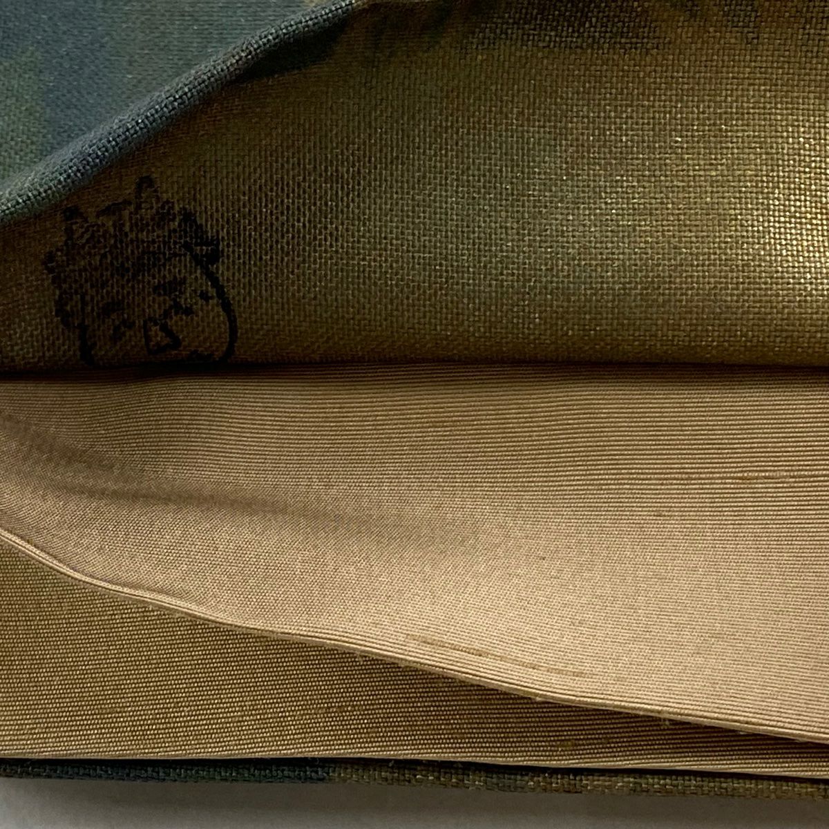 【美品】 袋帶 名品級 草花紋 茶 全通 純蠶絲