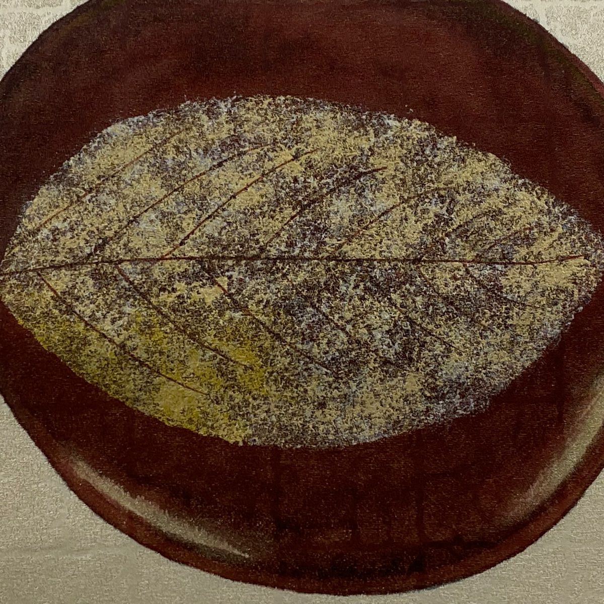 【美品】 名古屋帶 名品級 附有落款 葉紋 金絲 米色 純蠶絲