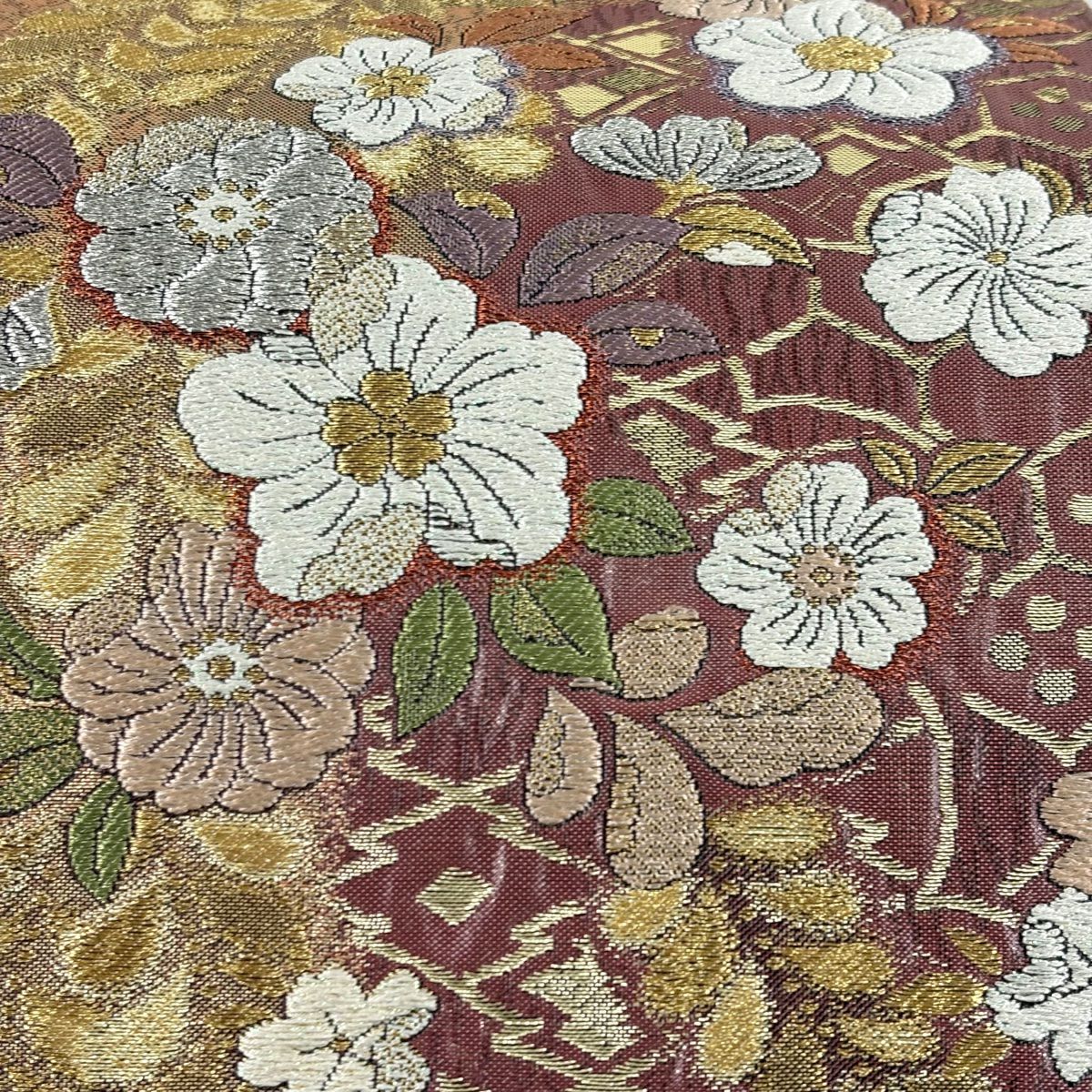 【美品】 袋帶 名品級 大和 辻花染 金絲 金金箔 紅紫 六通 純蠶絲