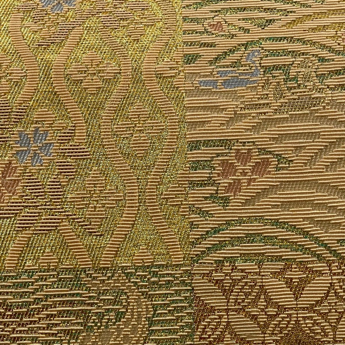 袋帶 名品級 荒磯 立涌 金絲 金金箔 淺橙 六通 純蠶絲