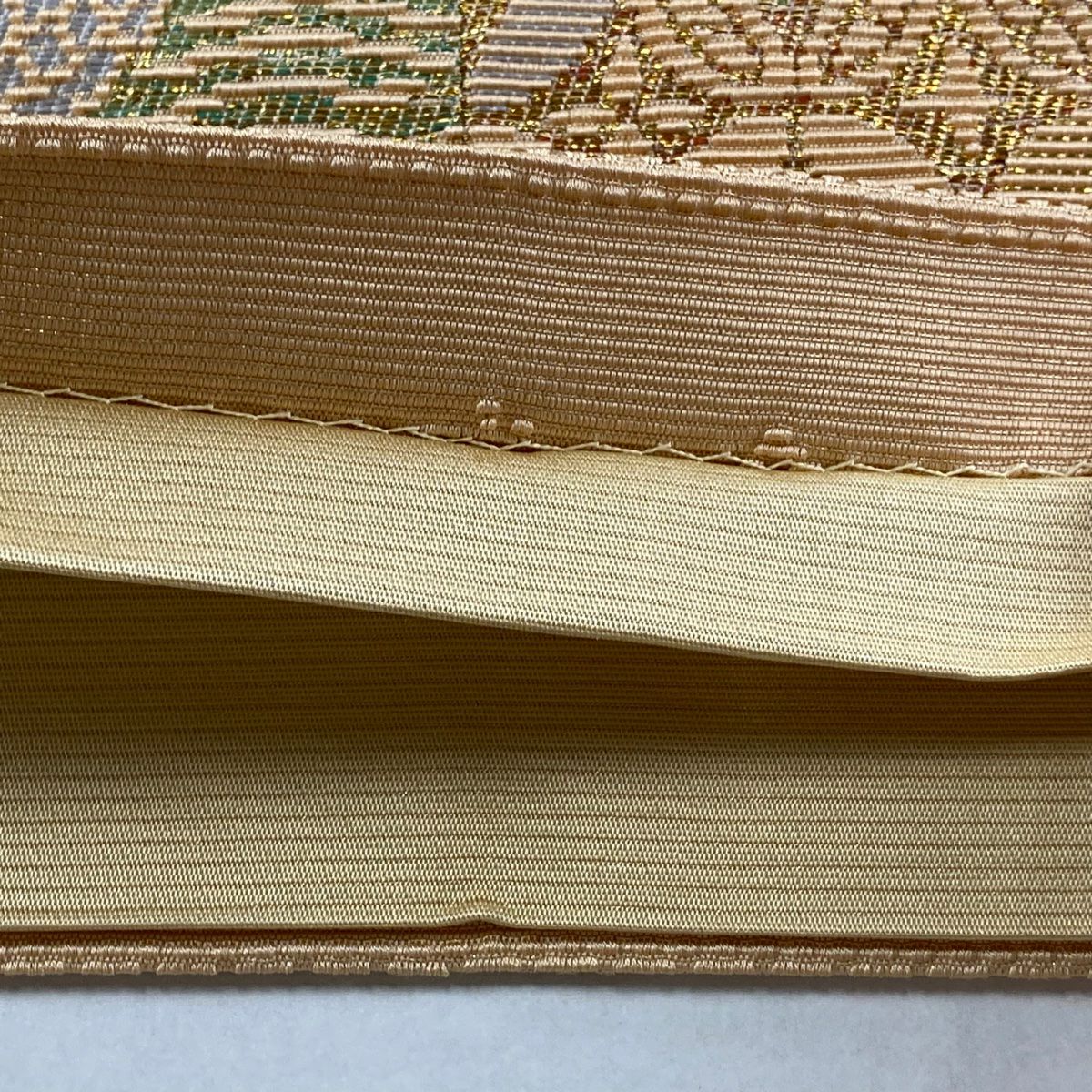 袋帶 名品級 荒磯 立涌 金絲 金金箔 淺橙 六通 純蠶絲